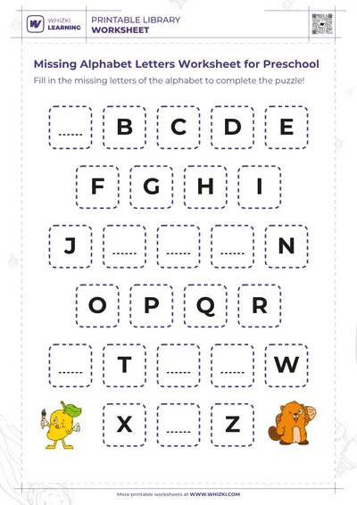 Missing Alphabet Letters Worksheet for Preschool