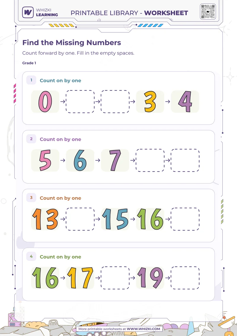 Missing Numbers Number Trails Worksheet