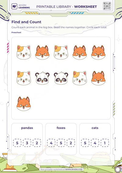Mixed Animal Counting Worksheet