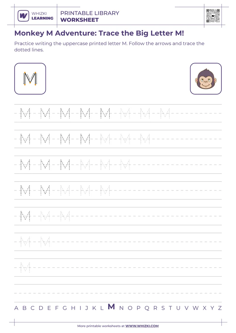Monkey M Adventure: Trace the Big Letter M!