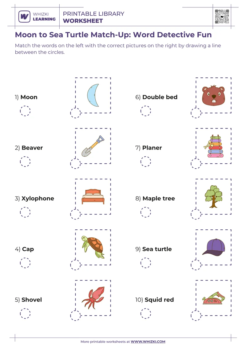 Moon to Sea Turtle Match-Up: Word Detective Fun