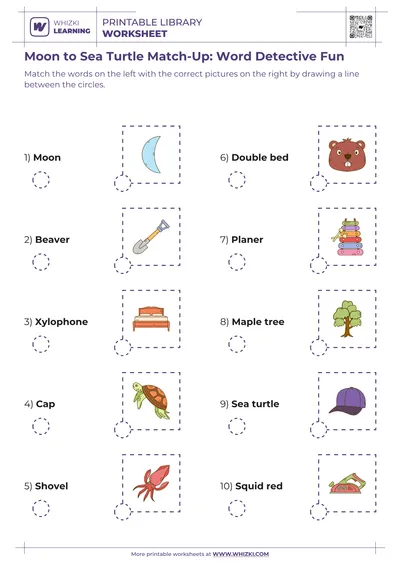 Moon to Sea Turtle Match-Up: Word Detective Fun