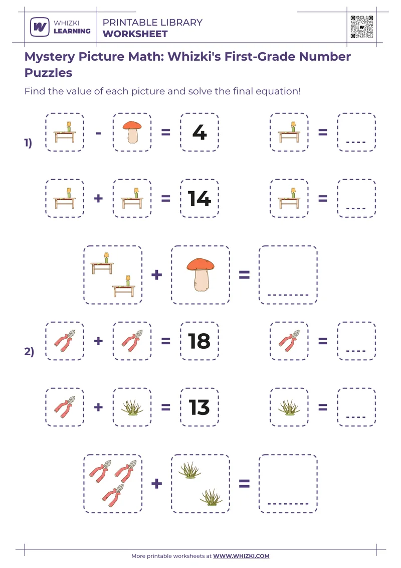 Mystery Picture Math: Whizki's First-Grade Number Puzzles