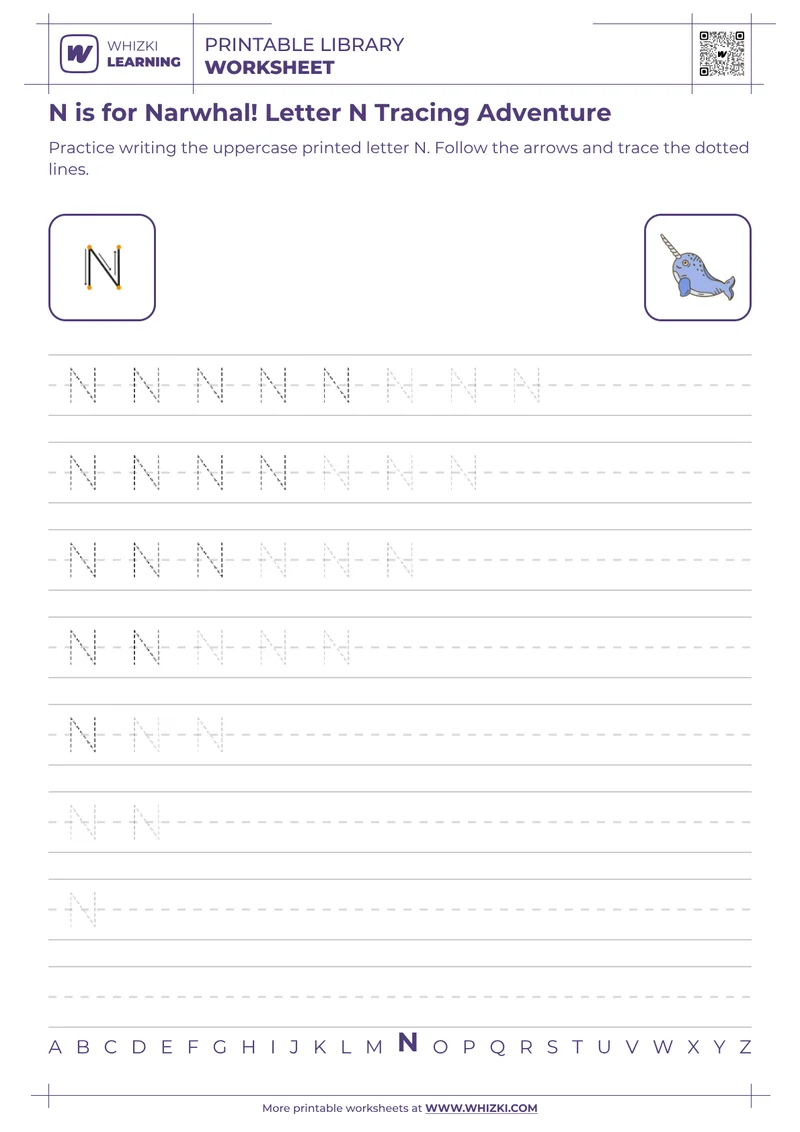 N is for Narwhal! Letter N Tracing Adventure