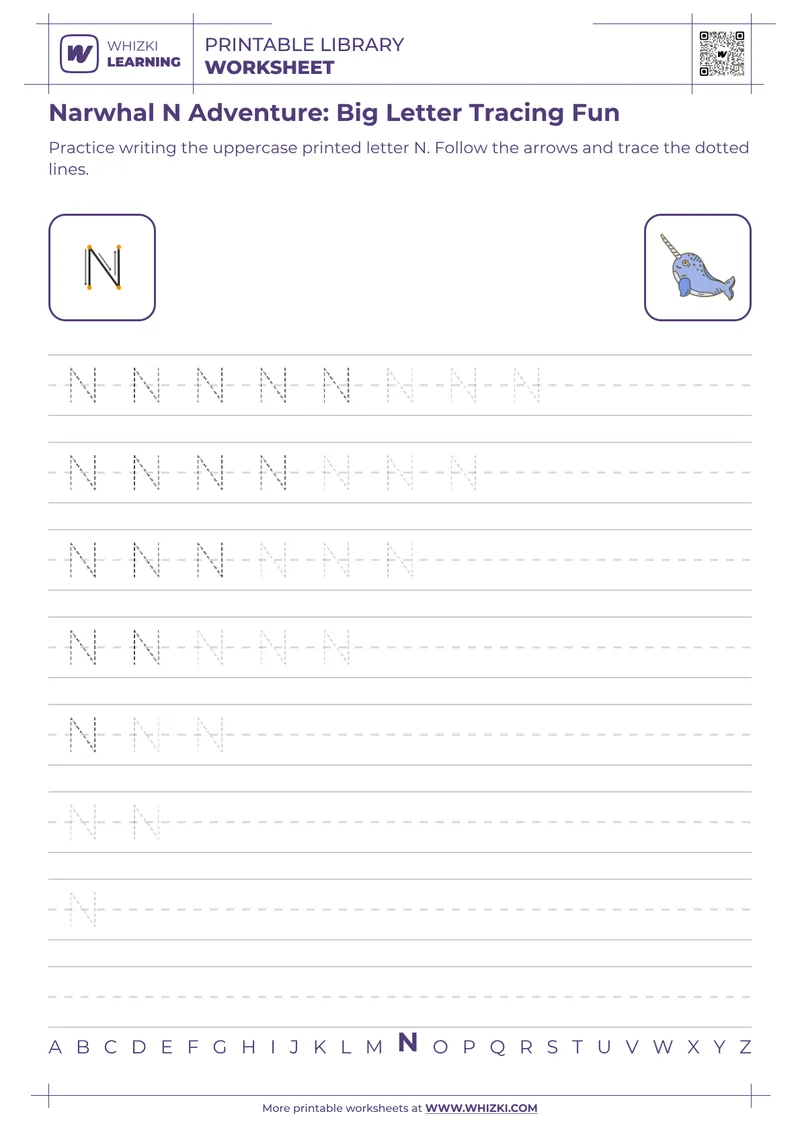 Narwhal N Adventure: Big Letter Tracing Fun