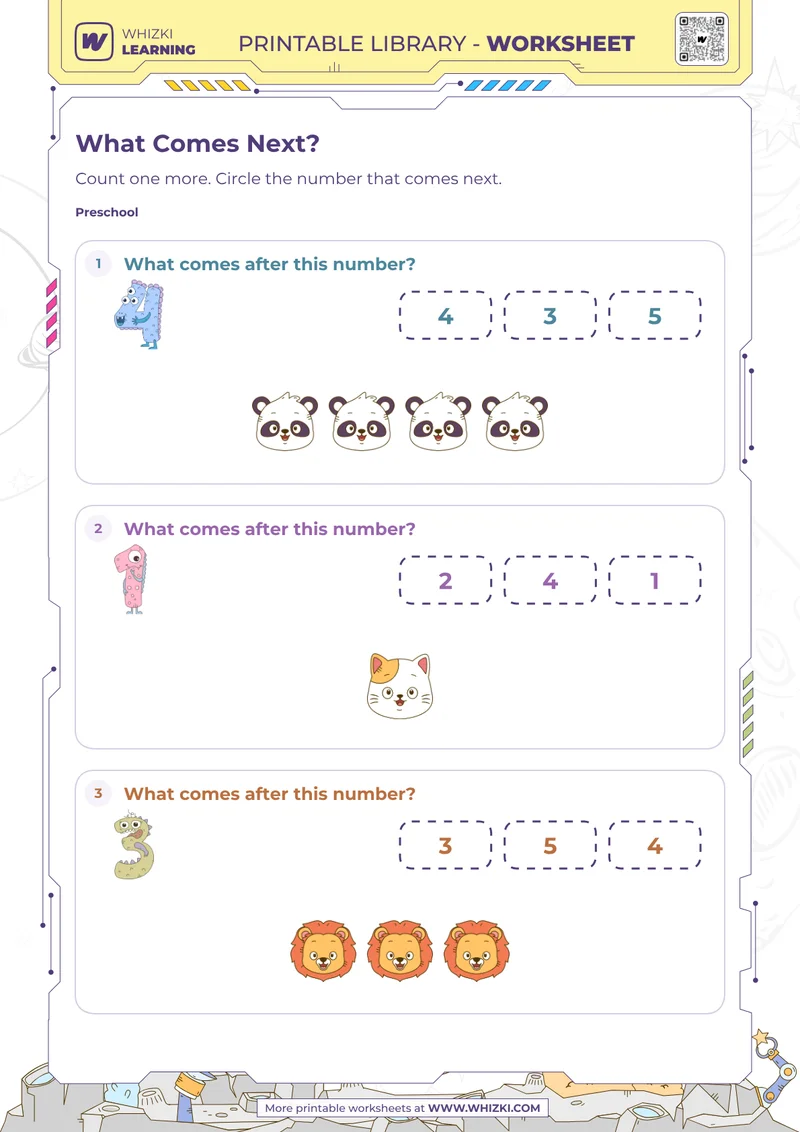 Next Number Counting Worksheet for Preschool