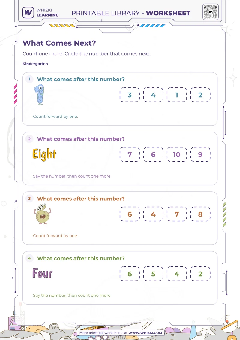 Next Number to 10 Worksheet