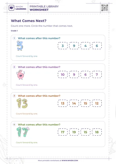 Next Number to 20 Worksheet