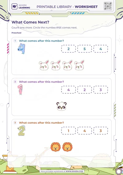 Next Number to Five Preschool Worksheet