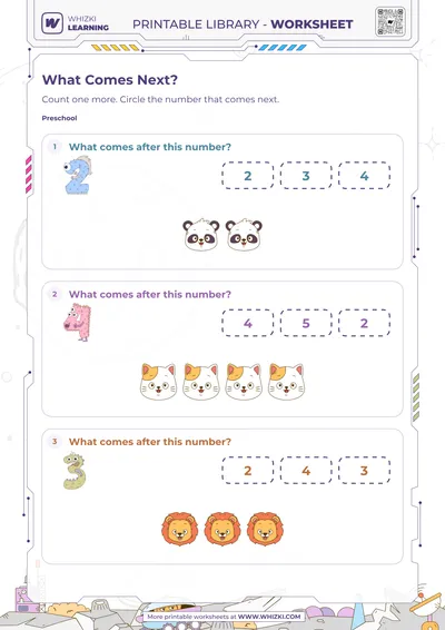 Next Number to Five Worksheet
