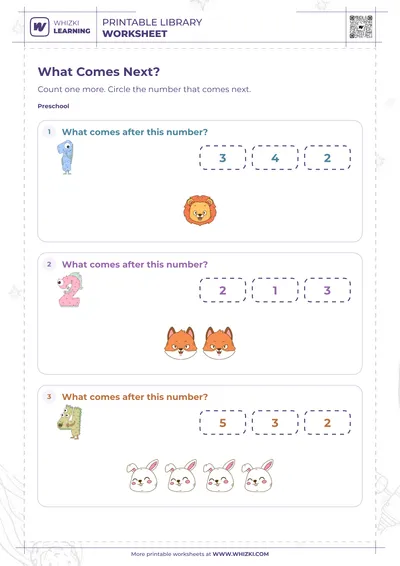 Next Number to Five Worksheet