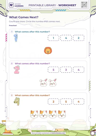 Next Number to Five Worksheet