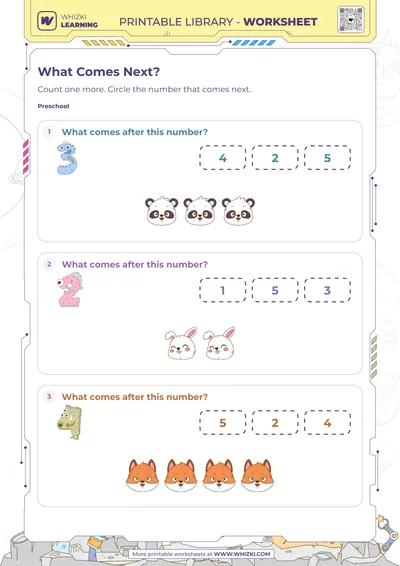 Next Number to Five Worksheet