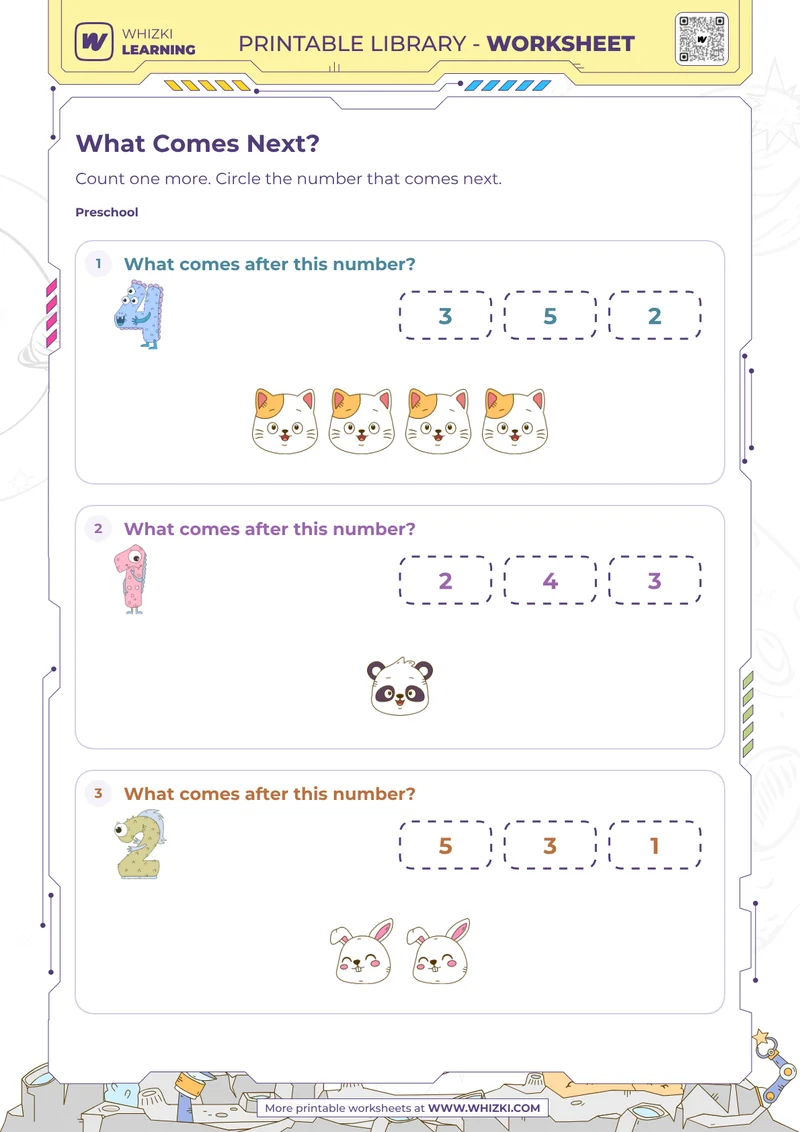 Next Number to Five Worksheet