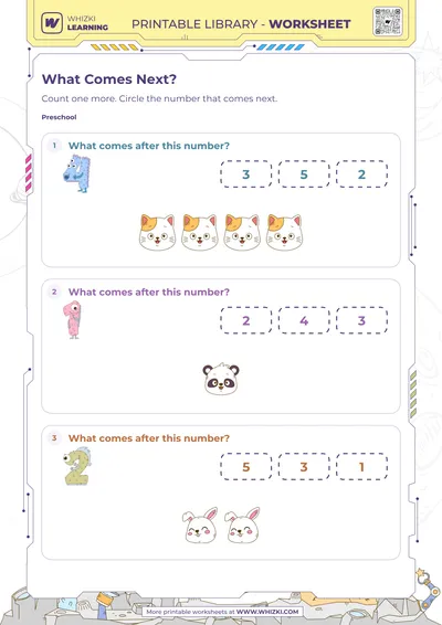 Next Number to Five Worksheet