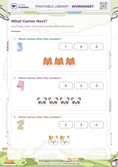 Next Number to Five Worksheet