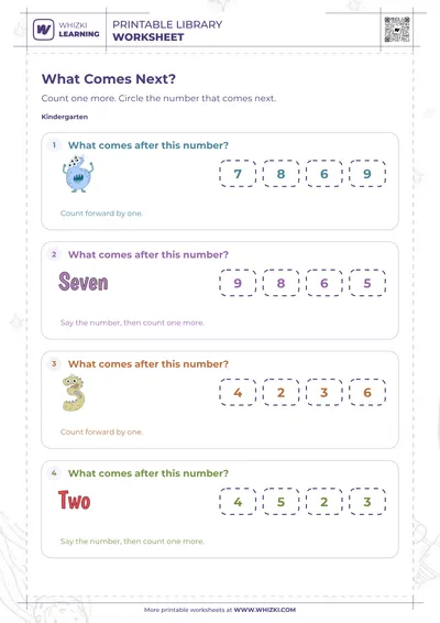 Next Number to Ten Worksheet