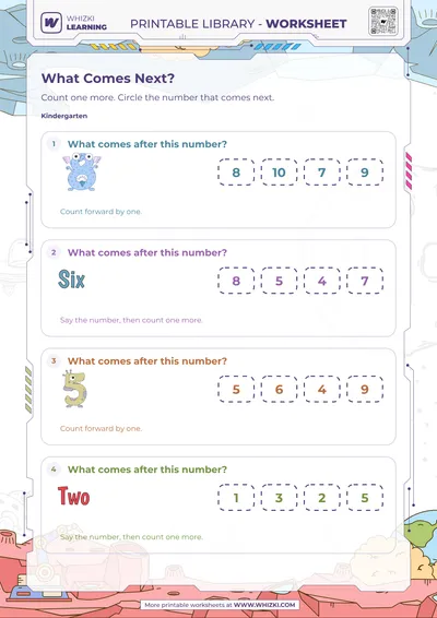 Next Number to Ten Worksheet