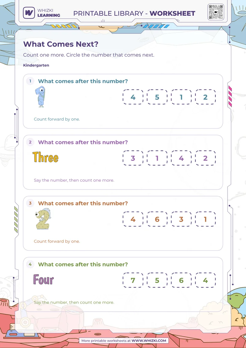 Next Number to Ten Worksheet