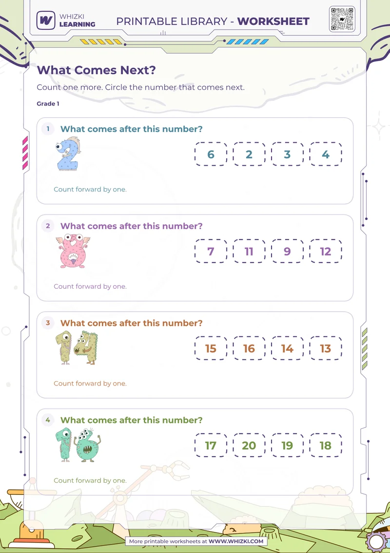 Next Number Worksheet for First Grade