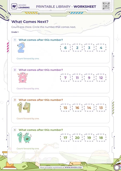 Next Number Worksheet for First Grade