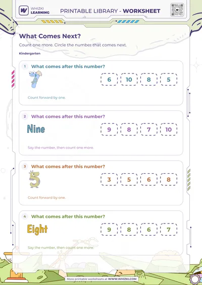 Next Whole Number to Ten Worksheet