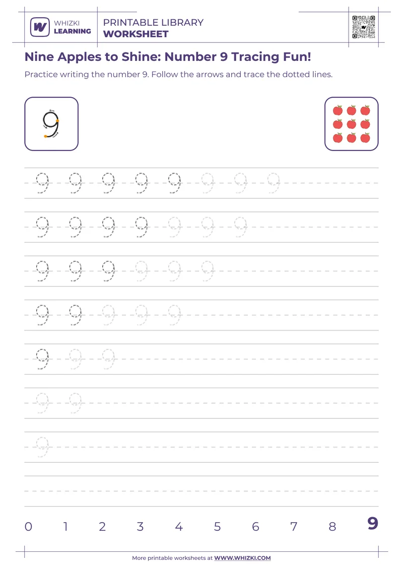 Nine Apples to Shine: Number 9 Tracing Fun!