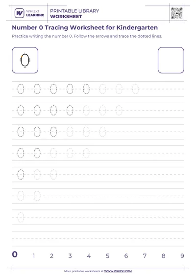 Number 0 Tracing Worksheet for Kindergarten