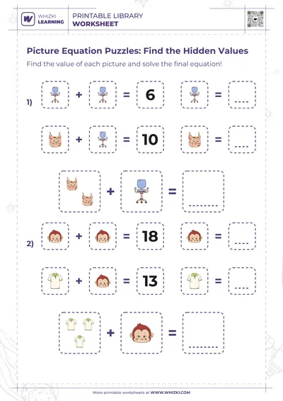 Picture Equation Puzzles: Find the Hidden Values