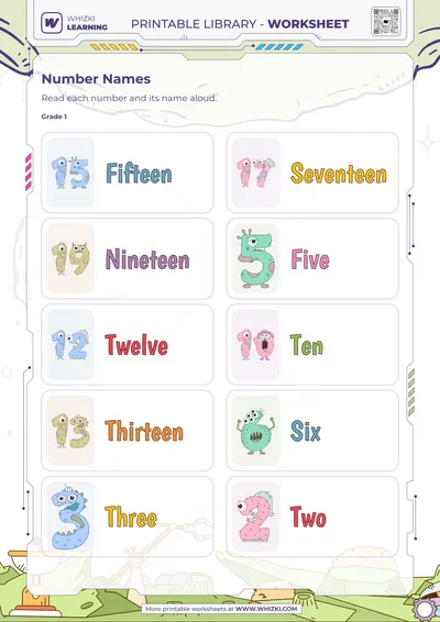 Number Cards Counting Worksheet