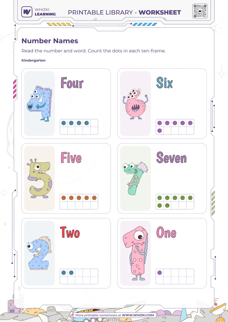 Number Cards Reading Worksheet