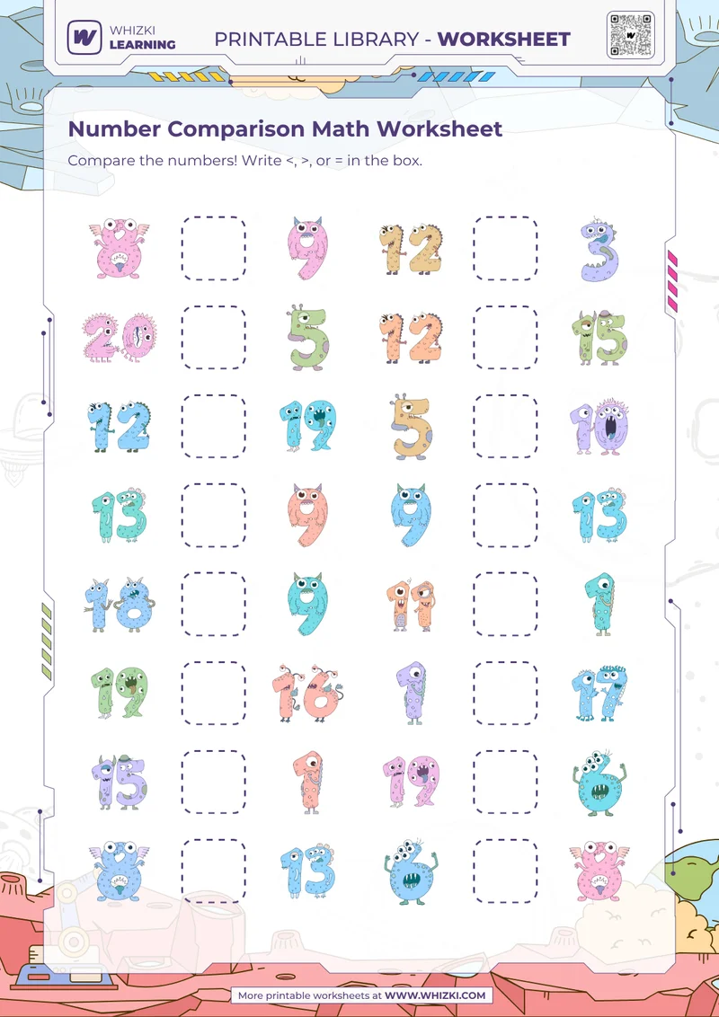 Number Comparison Math Worksheet