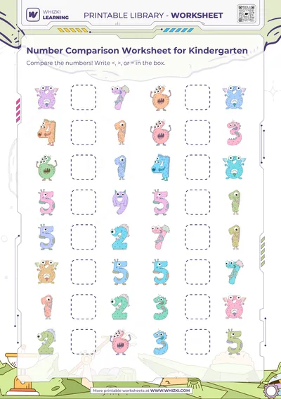 Number Comparison Worksheet for Kindergarten