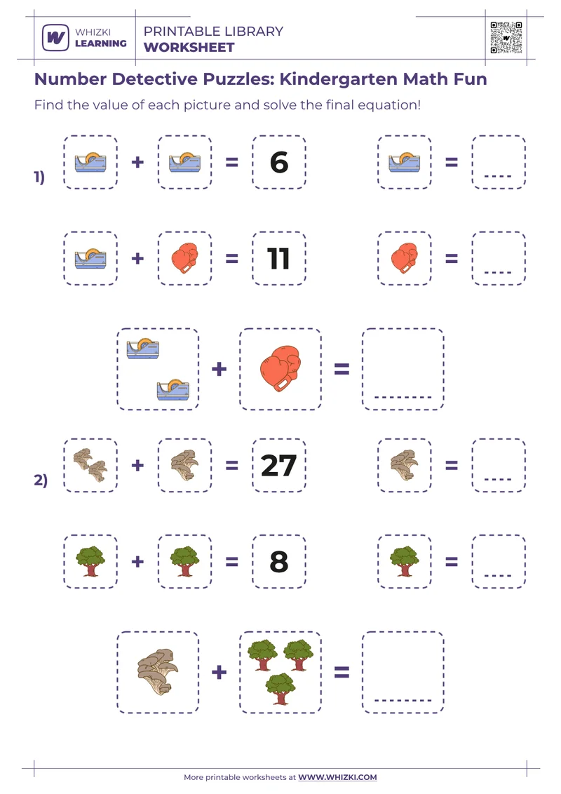 Number Detective Puzzles: Kindergarten Math Fun