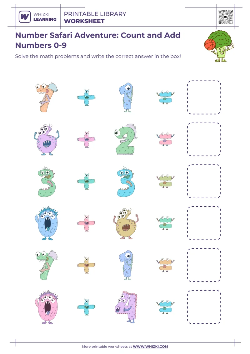 Number Safari Adventure: Count and Add Numbers 0-9