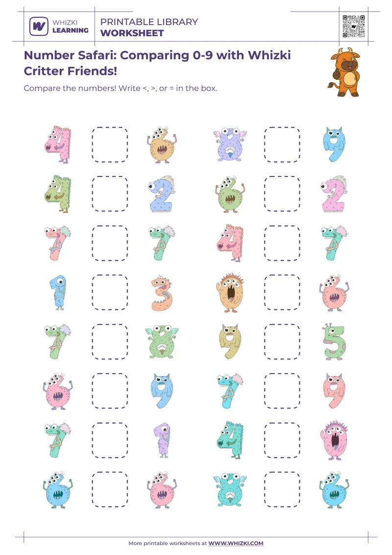 Number Safari: Comparing 0-9 with Whizki Critter Friends!