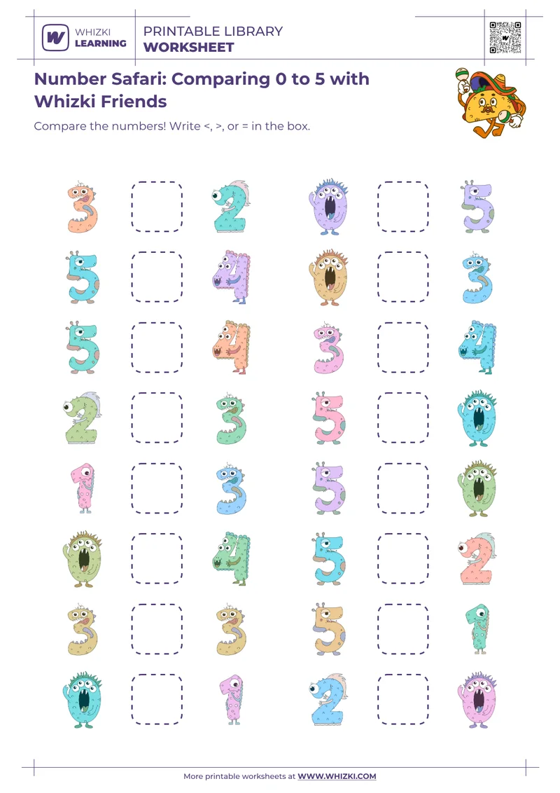 Number Safari: Comparing 0 to 5 with Whizki Friends