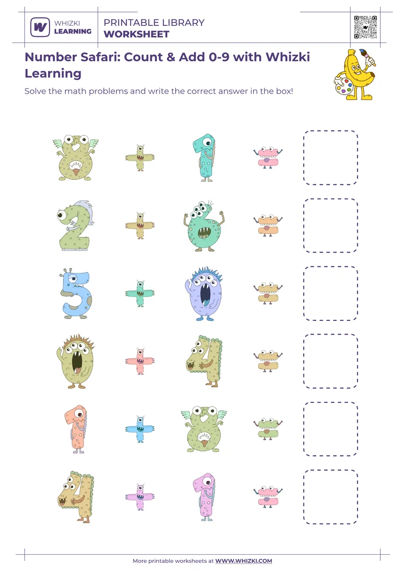Number Safari: Count & Add 0-9 with Whizki Learning