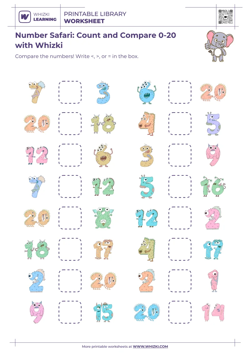 Number Safari: Count and Compare 0-20 with Whizki