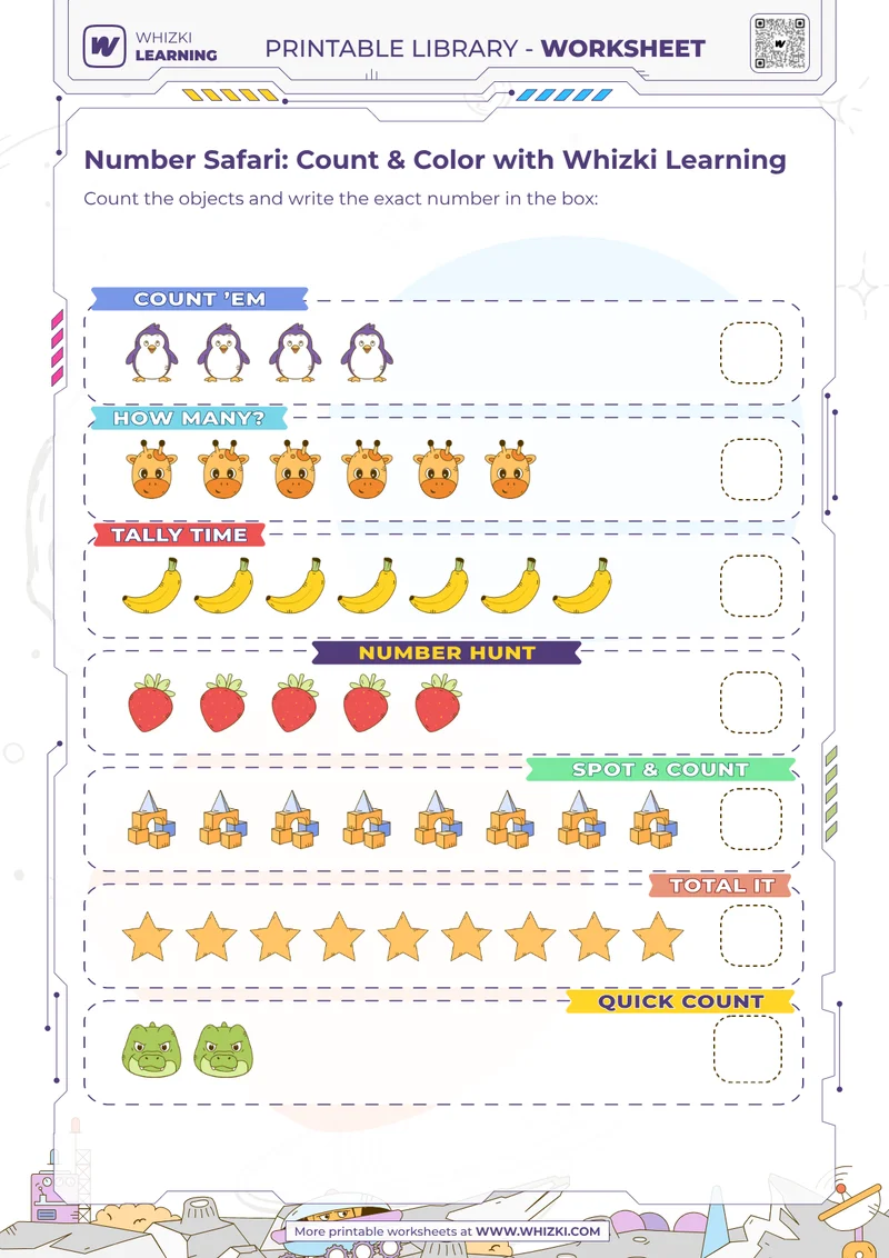 Number Safari: Count & Color with Whizki Learning