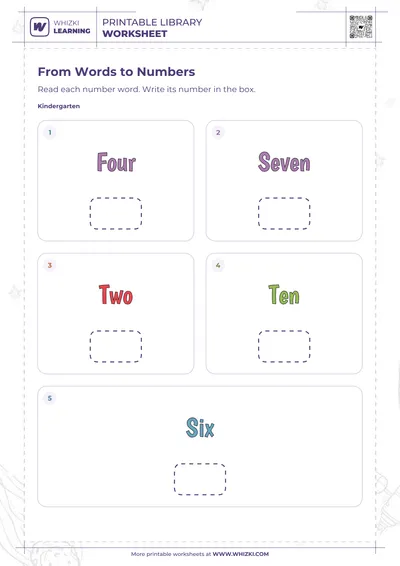 Number Words and Numerals Worksheet