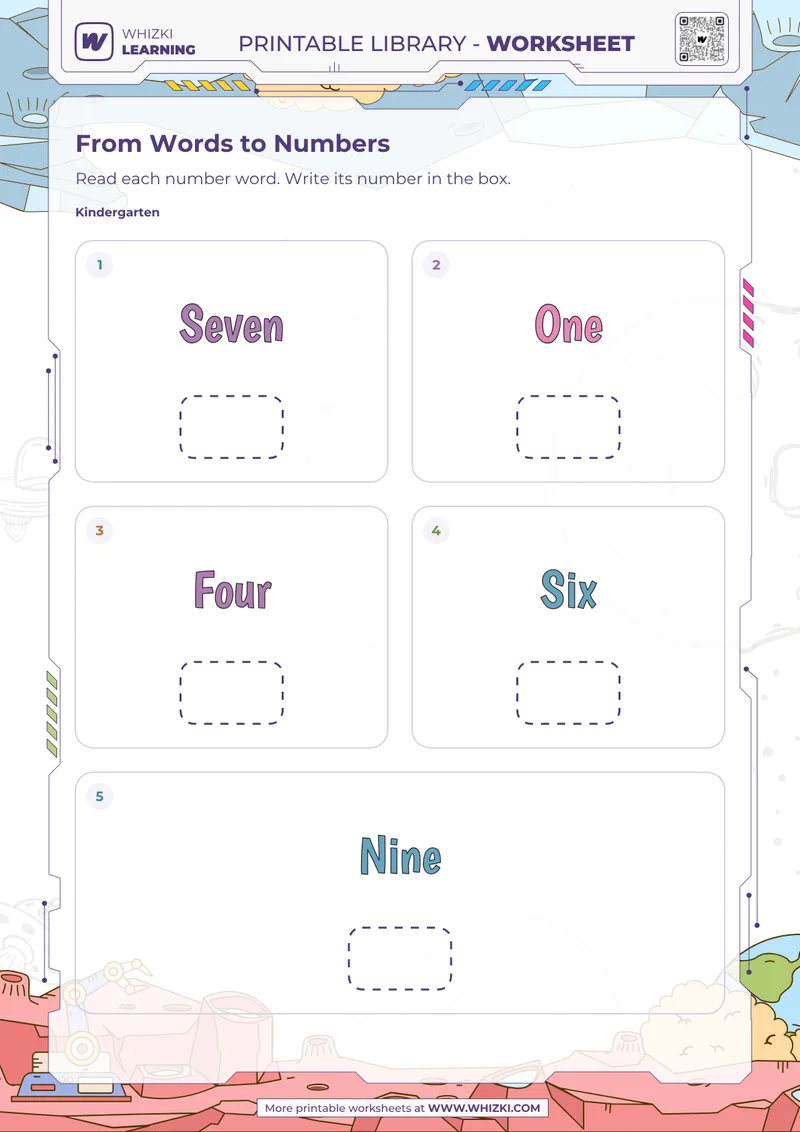 Number Words and Numerals Worksheet