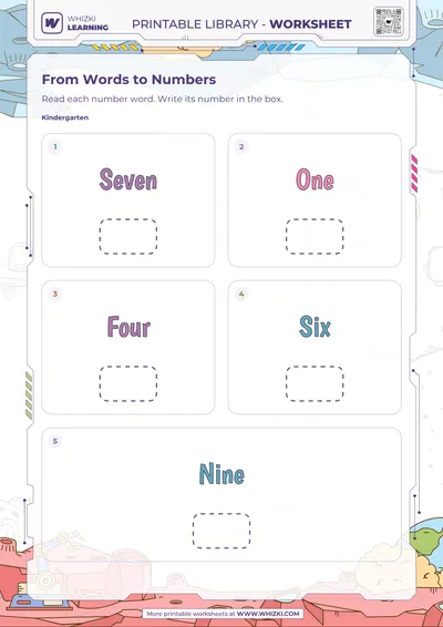 Number Words and Numerals Worksheet