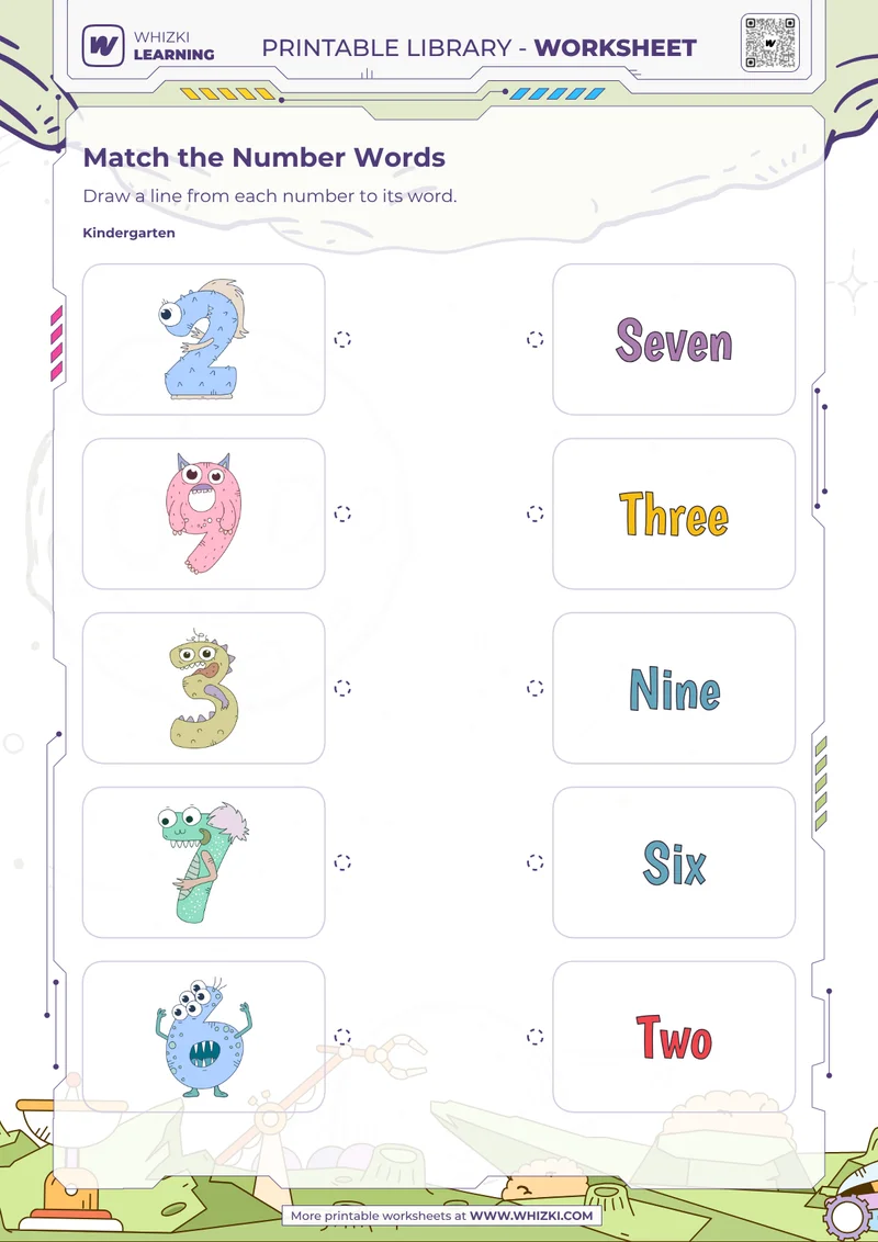 Number Words Matching Worksheet