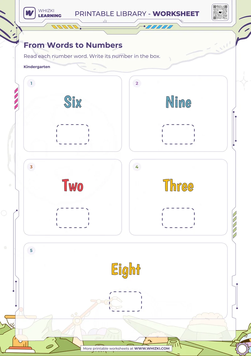 Number Words to Numerals Worksheet