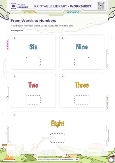 Number Words to Numerals Worksheet