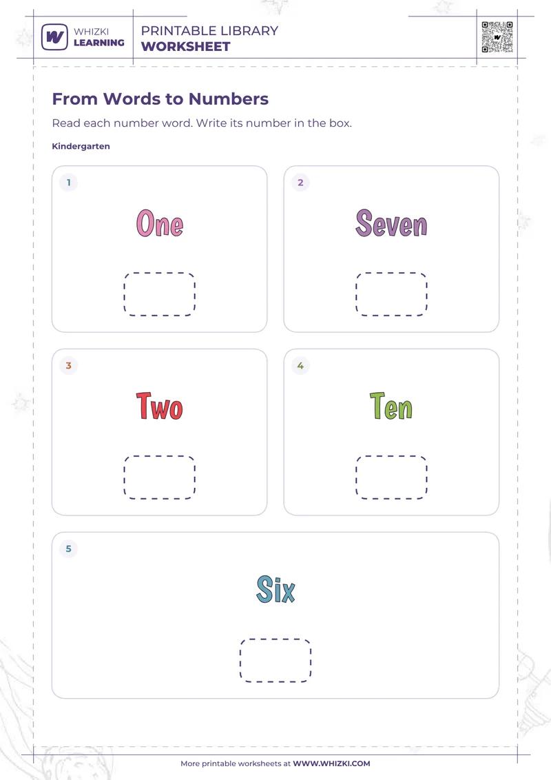 Number Words to Numerals Worksheet