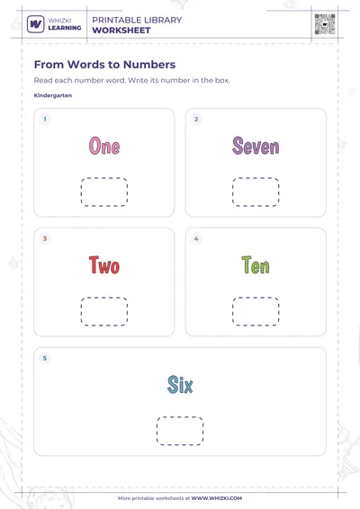 Number Words to Numerals Worksheet