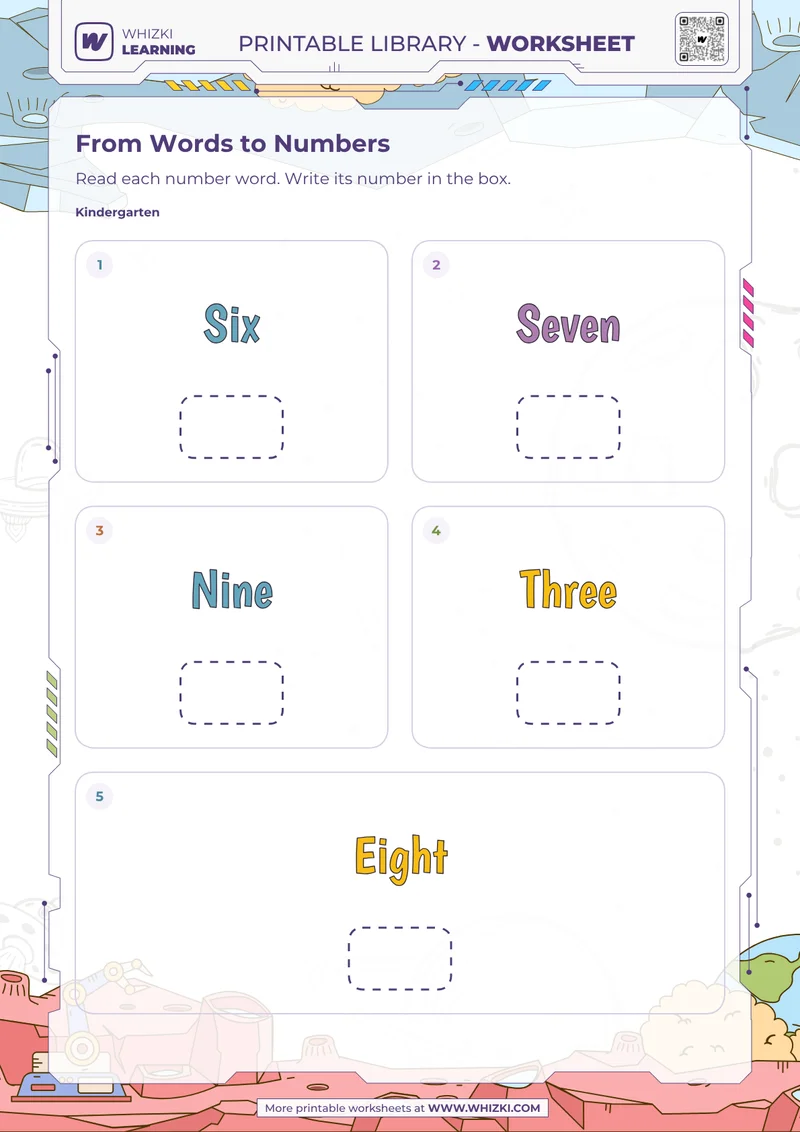 Number Words to Numerals Worksheet