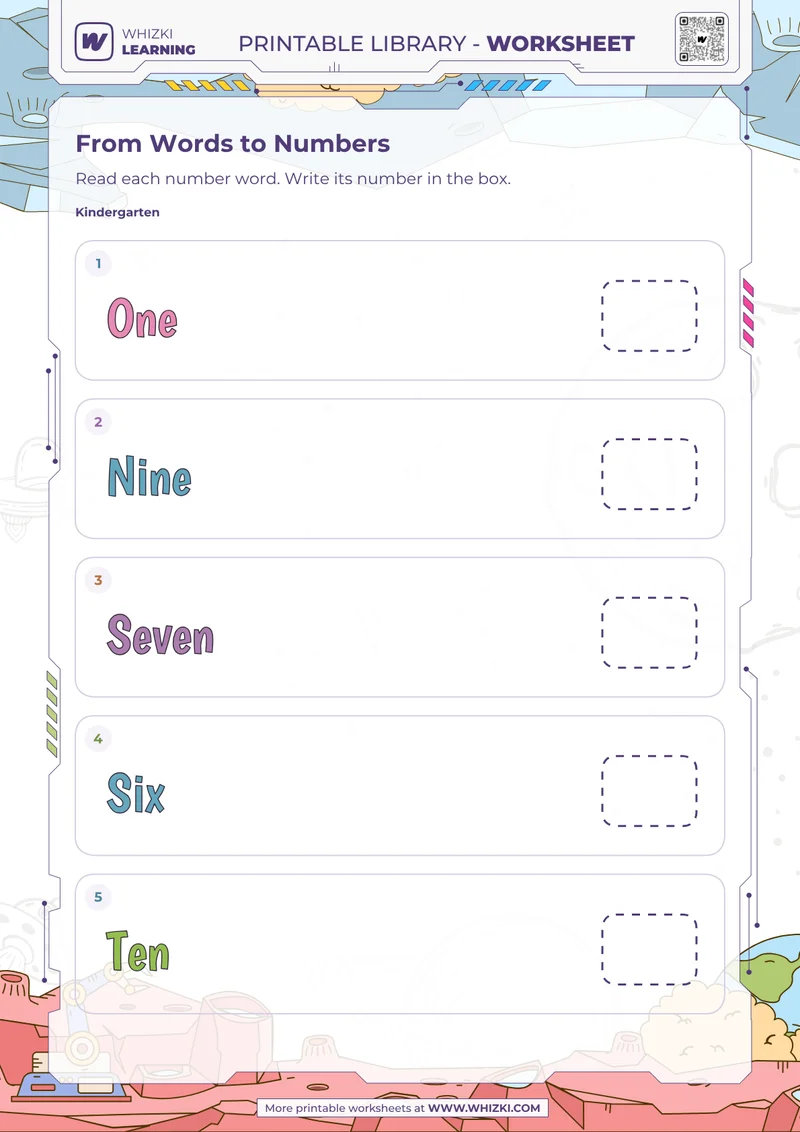 Number Words to Numerals Worksheet